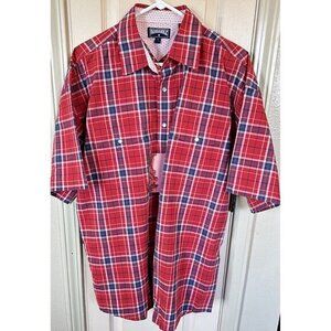 NWT Panhandle Mens Lg Red Check Short Sleeve Pearl Snap Western Shirt